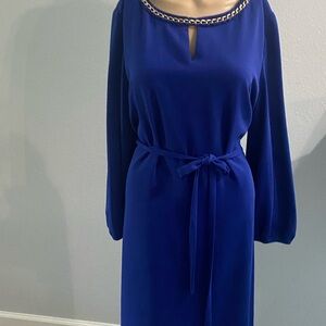 T Tahari Royal Blue Long Sleeve Dress